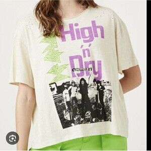 Forever 21 Graphic Def Leppard White Short Sleeve Tee Distressed Band T Medium